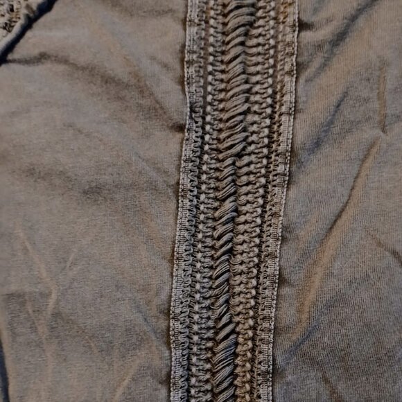 FREE PEOPLE Shell Lace Henley T-shirt Top XS Green Scoop neck Gold Coast LS - Picture 9 of 12